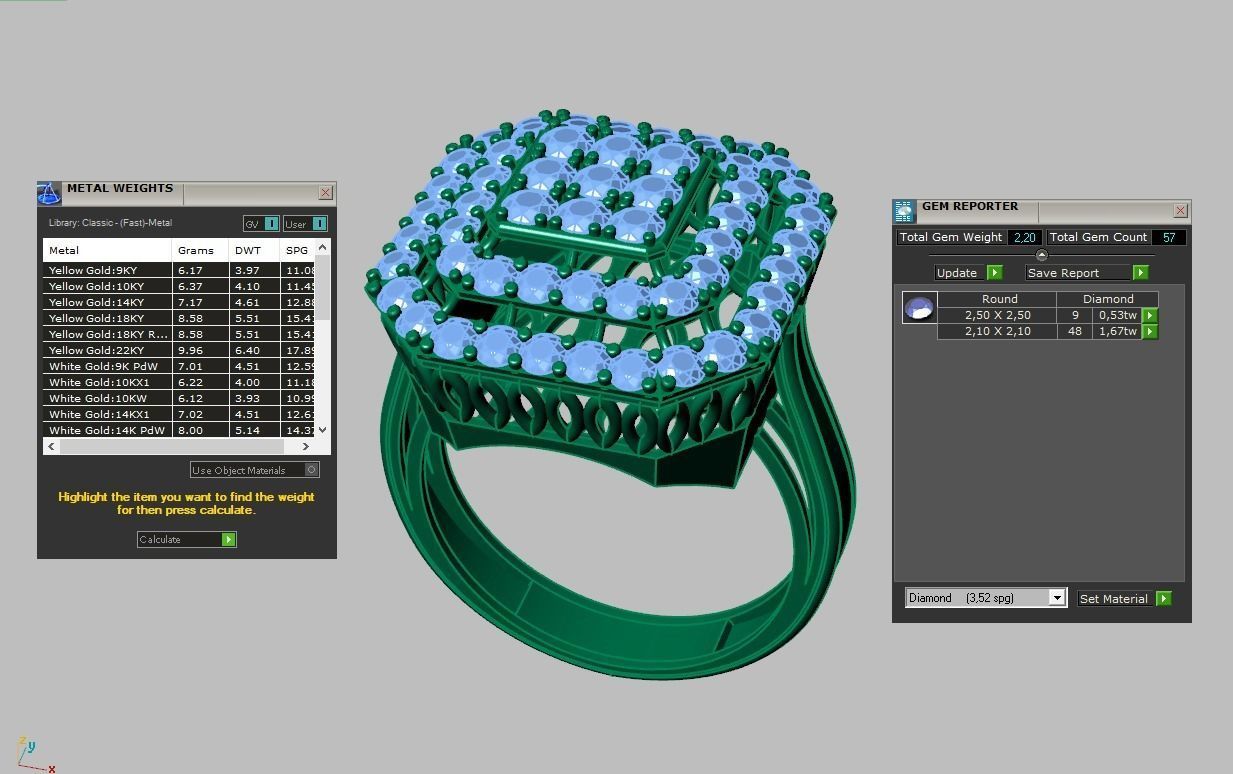 Diamond ring 0585 3D printable model  3D print model_15