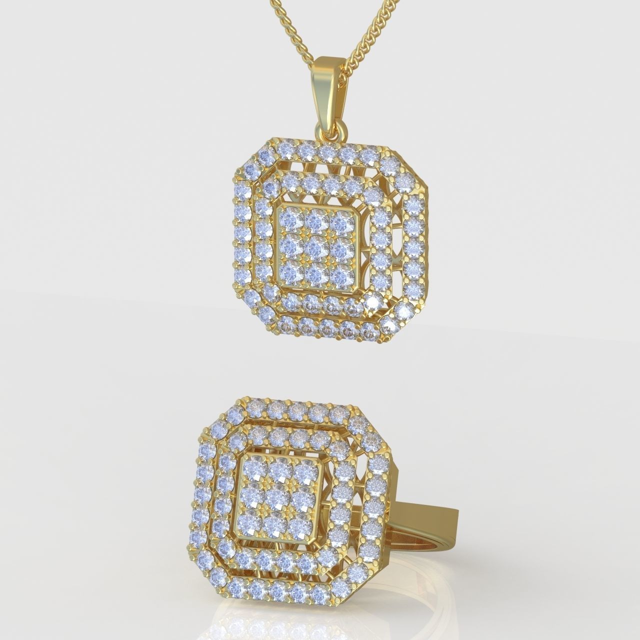 Ring and Pendant Set 3D printable model 0096 3D Model Collection_2