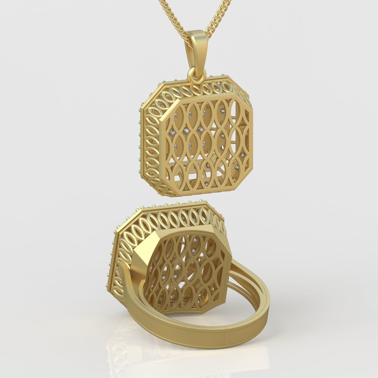 Ring and Pendant Set 3D printable model 0096 3D Model Collection_7