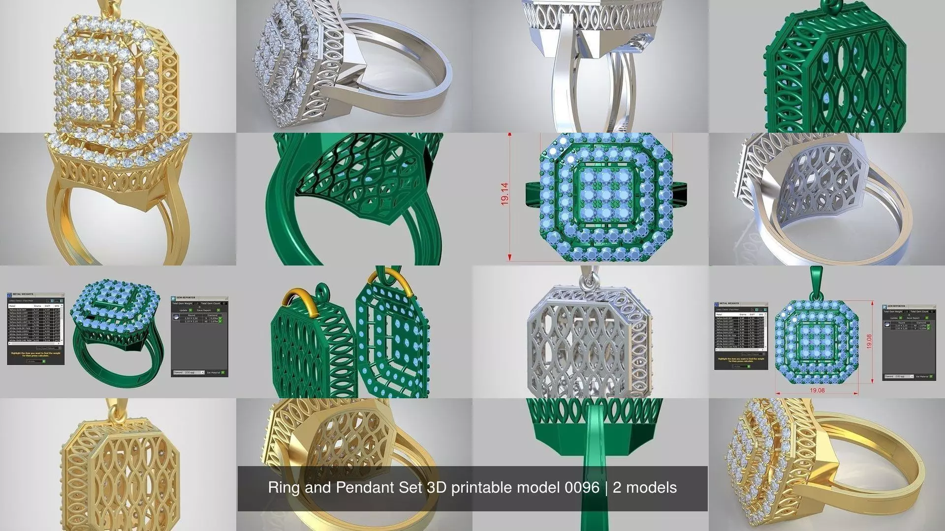 Ring and Pendant Set 3D printable model 0096 3D Model Collection_1