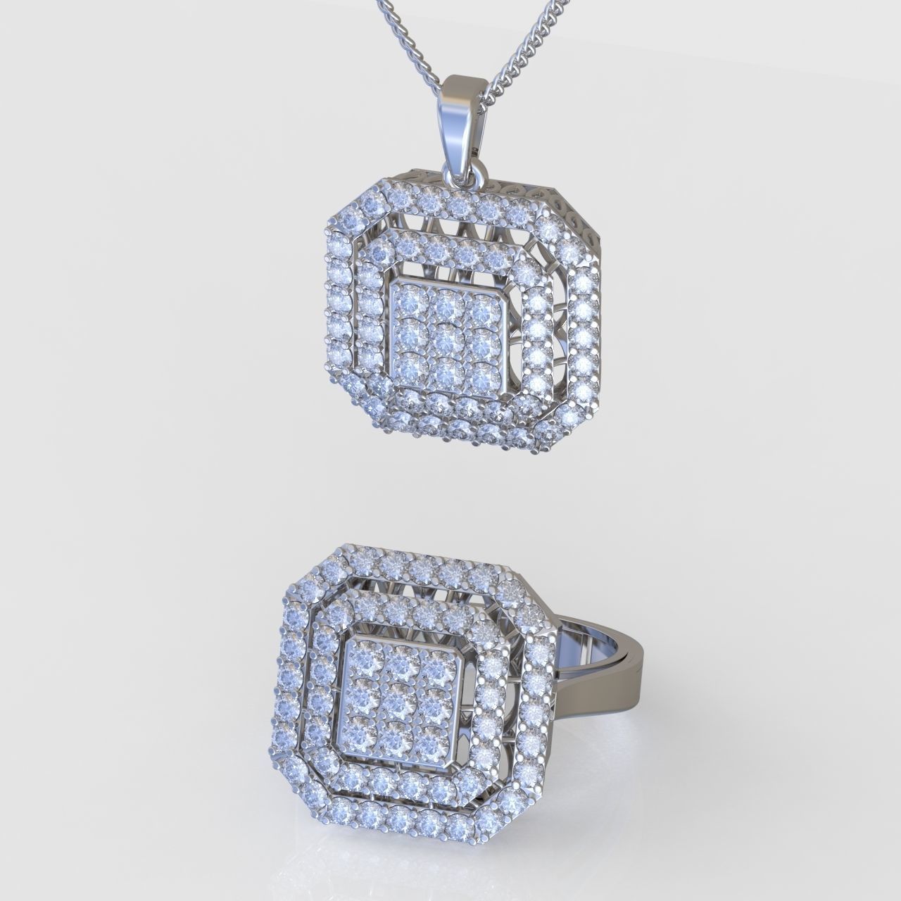 Ring and Pendant Set 3D printable model 0096 3D Model Collection_3