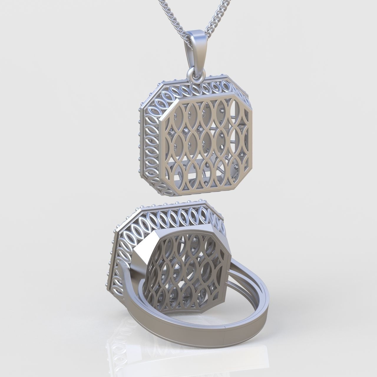 Ring and Pendant Set 3D printable model 0096 3D Model Collection_8