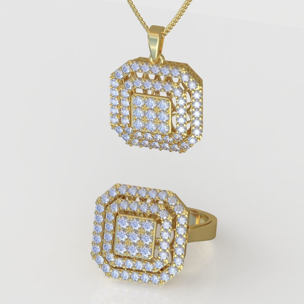 Ring and Pendant Set 3D printable model 0096 3D Model Collection_4