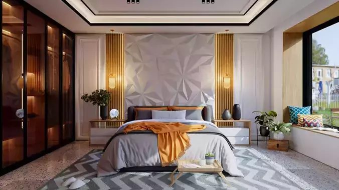 Modern interior scene Bedroom Luxury Design    Blender    Cycles