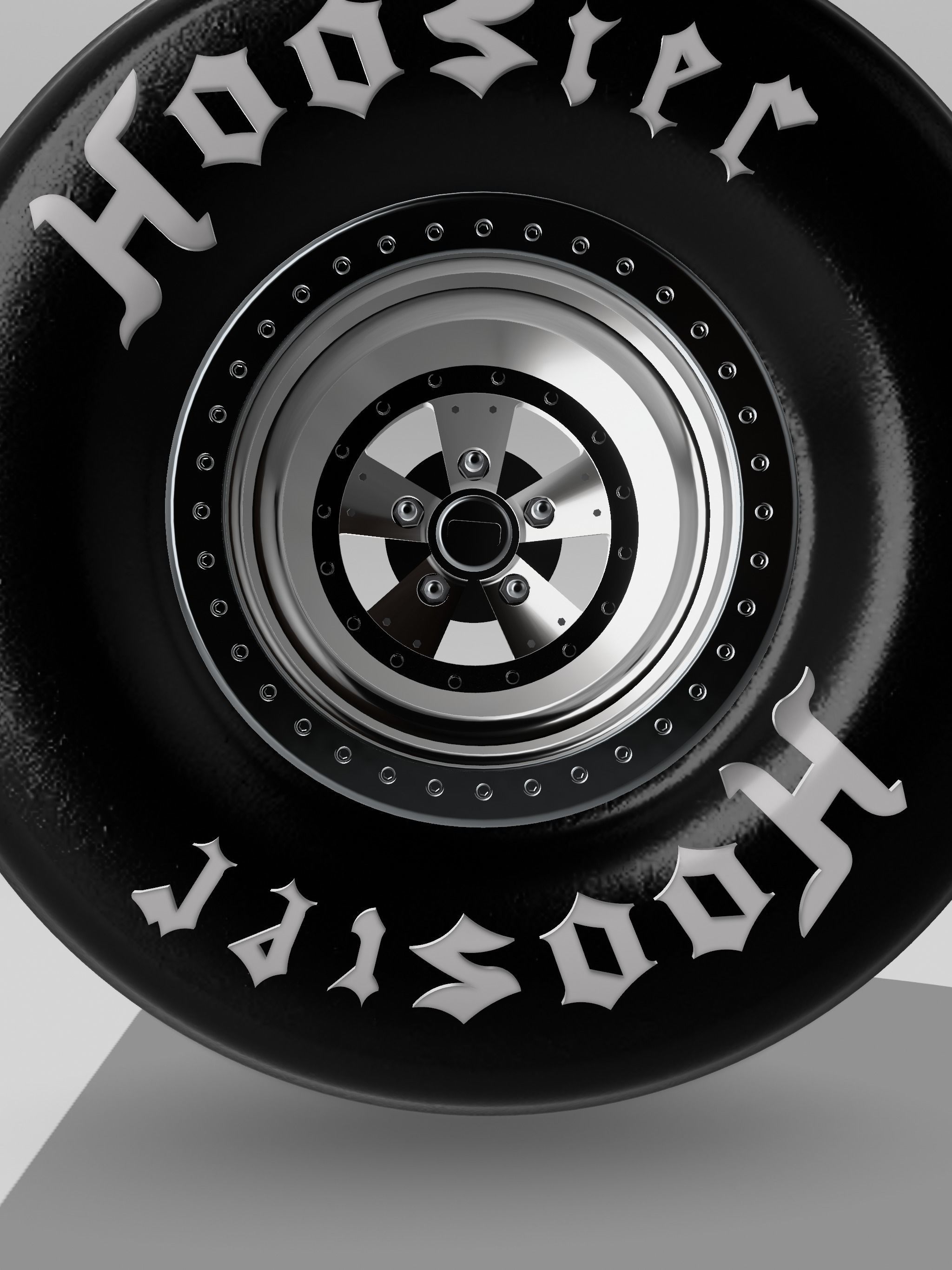 Drag Wheel COMBO Rear American Racing Pro Series Big Tire 3D print model_2