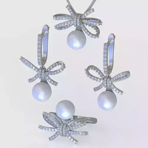 Ring Earring and Pendant Set 3D printable model 0097 3D Model Collection
