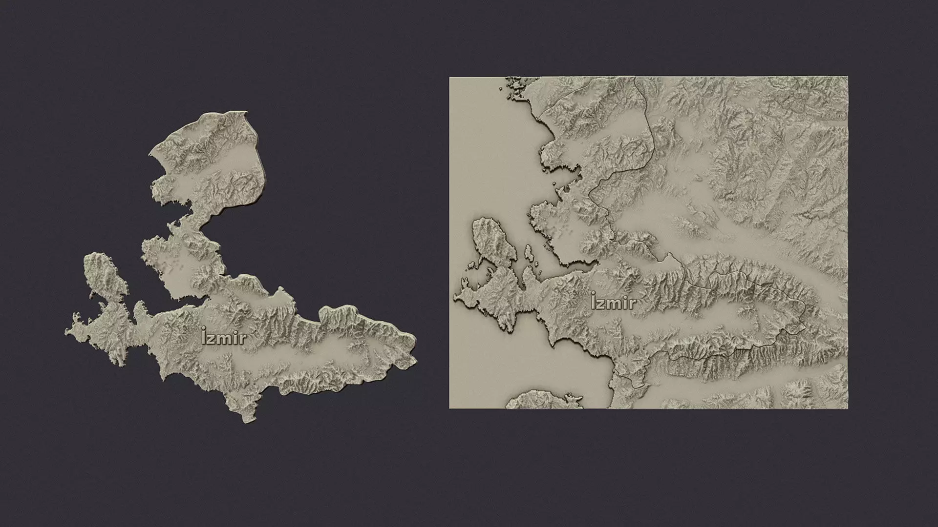 izmir city 3d terrain map 3D print model_0