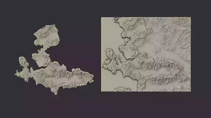 izmir city 3d terrain map 3D print model