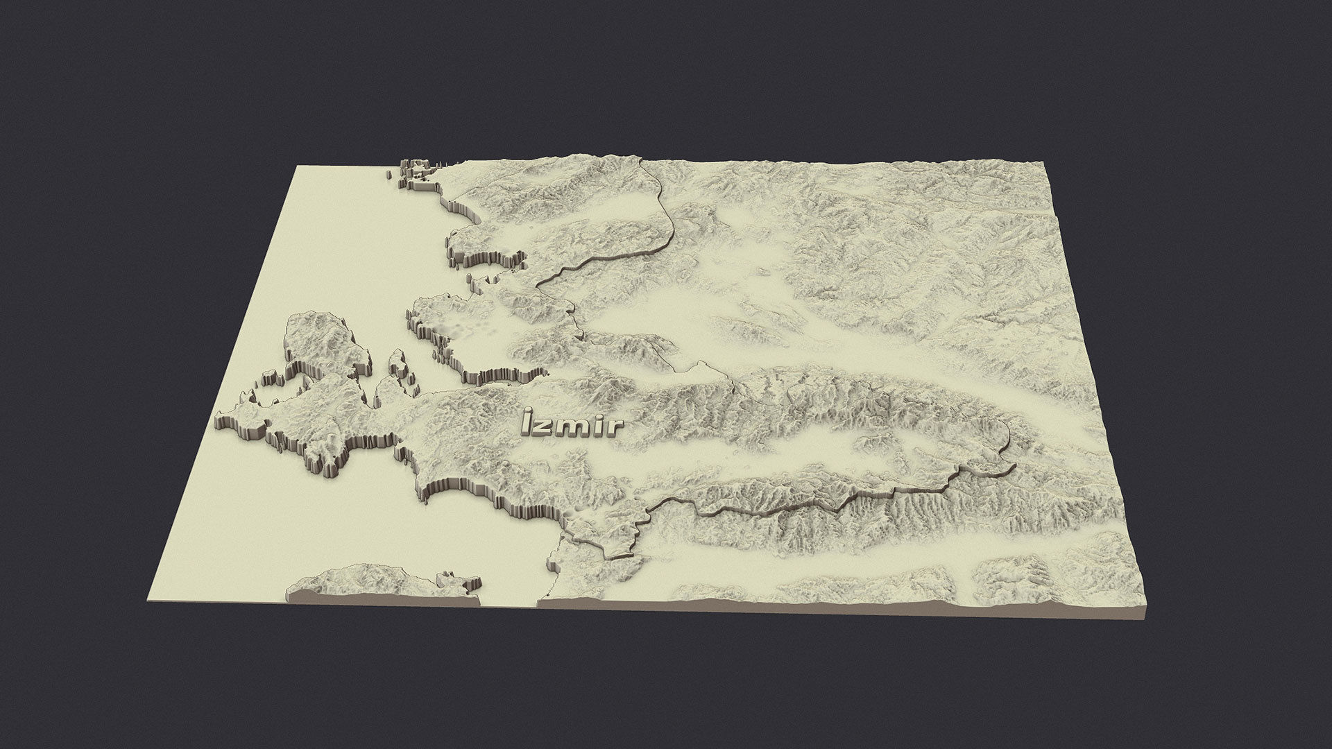 izmir city 3d terrain map 3D print model_13