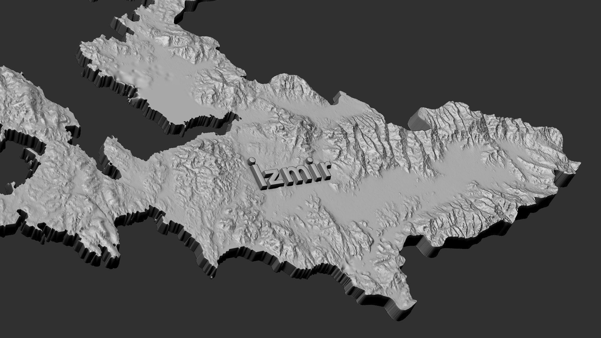 izmir city 3d terrain map 3D print model_12