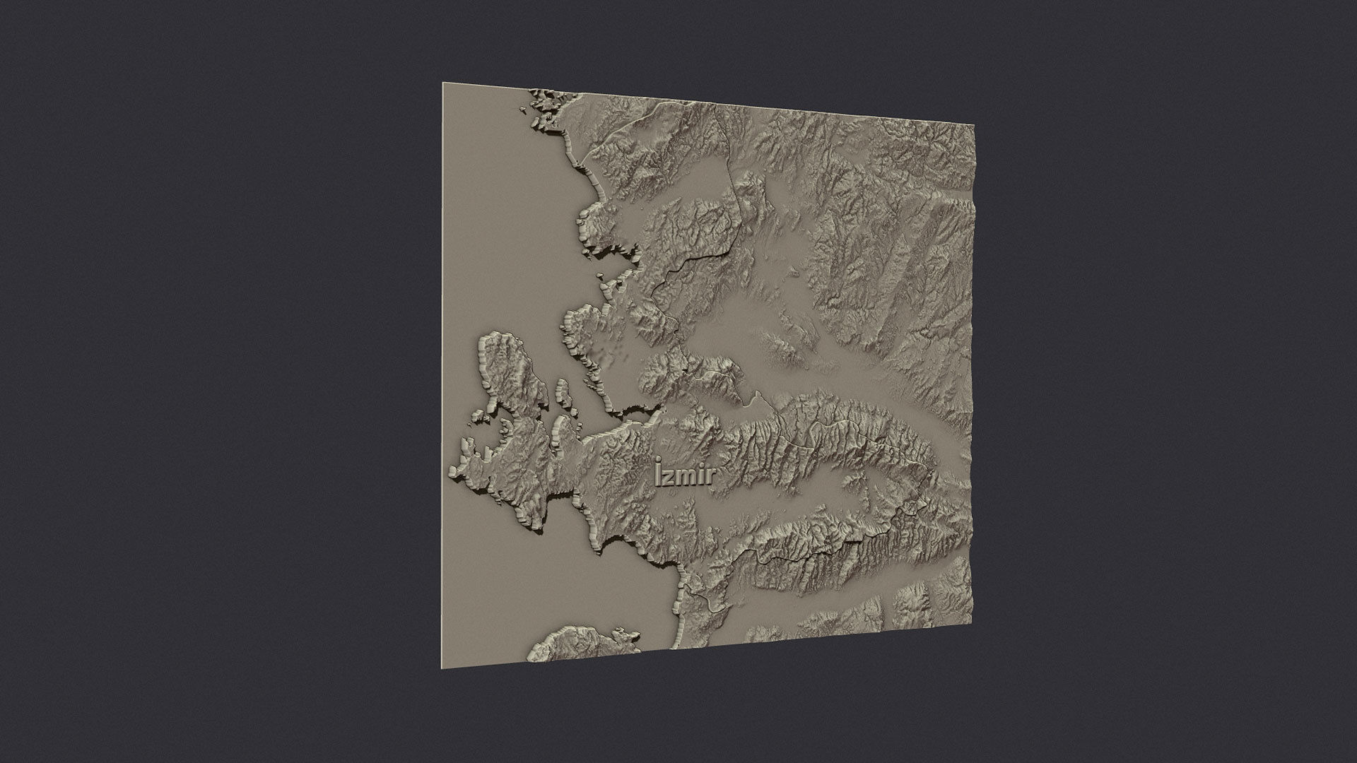 izmir city 3d terrain map 3D print model_8