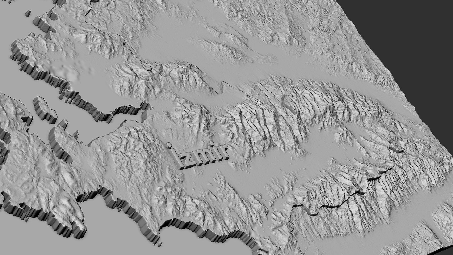 izmir city 3d terrain map 3D print model_10