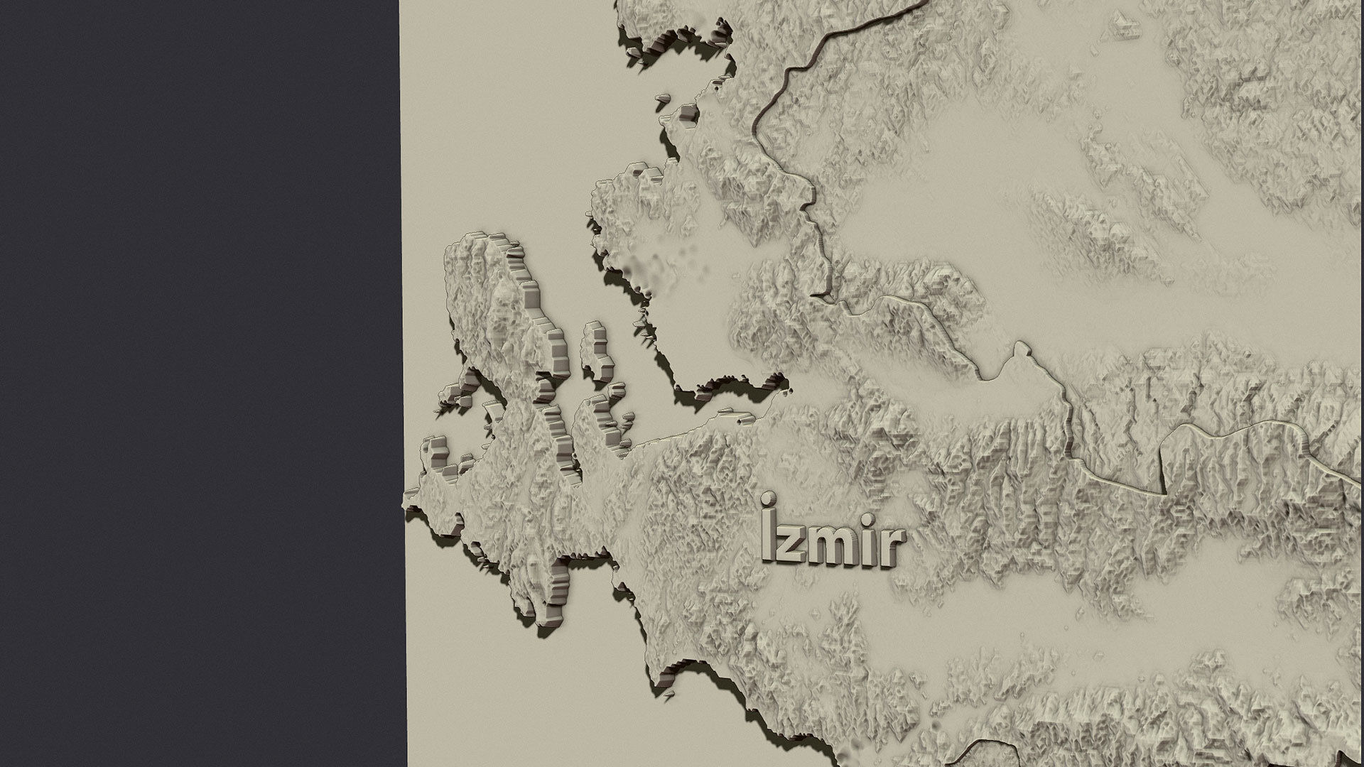 izmir city 3d terrain map 3D print model_7