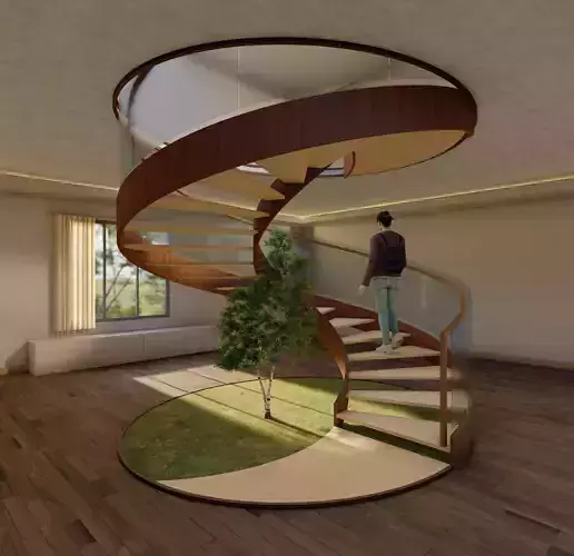 Spiral staircase Low-poly 3D model