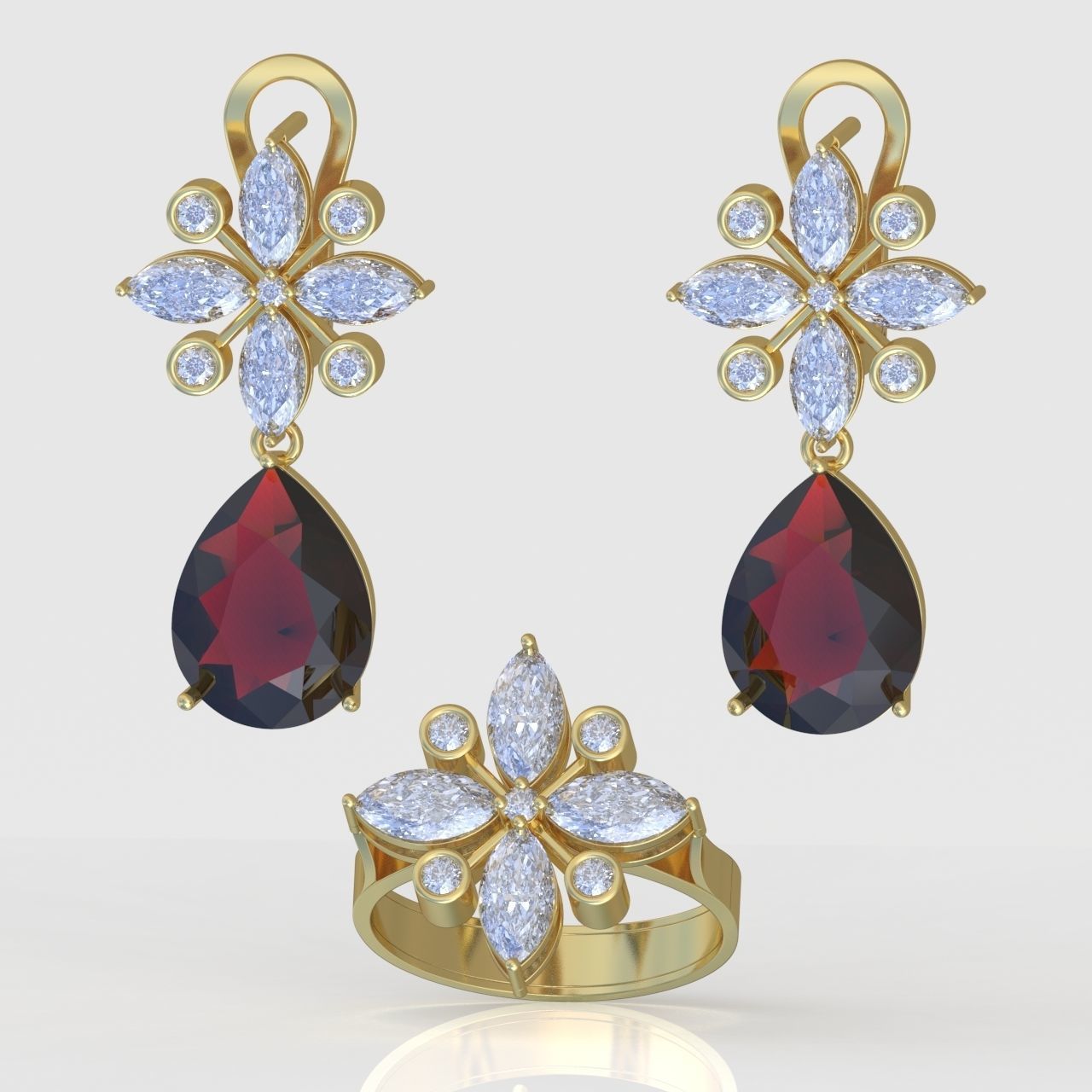 Ring and Pendant Set 3D printable model 0099 3D Model Collection_6