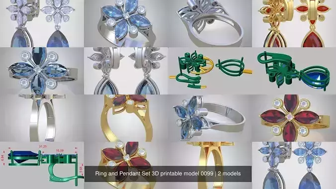 Ring and Pendant Set 3D printable model 0099