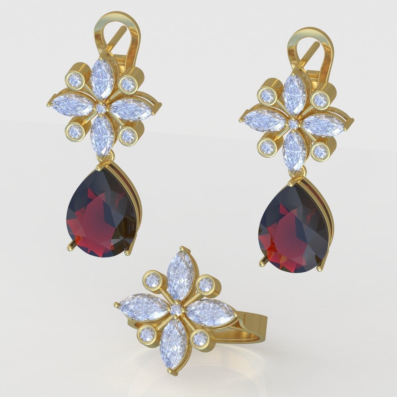 Ring and Pendant Set 3D printable model 0099 3D Model Collection_2