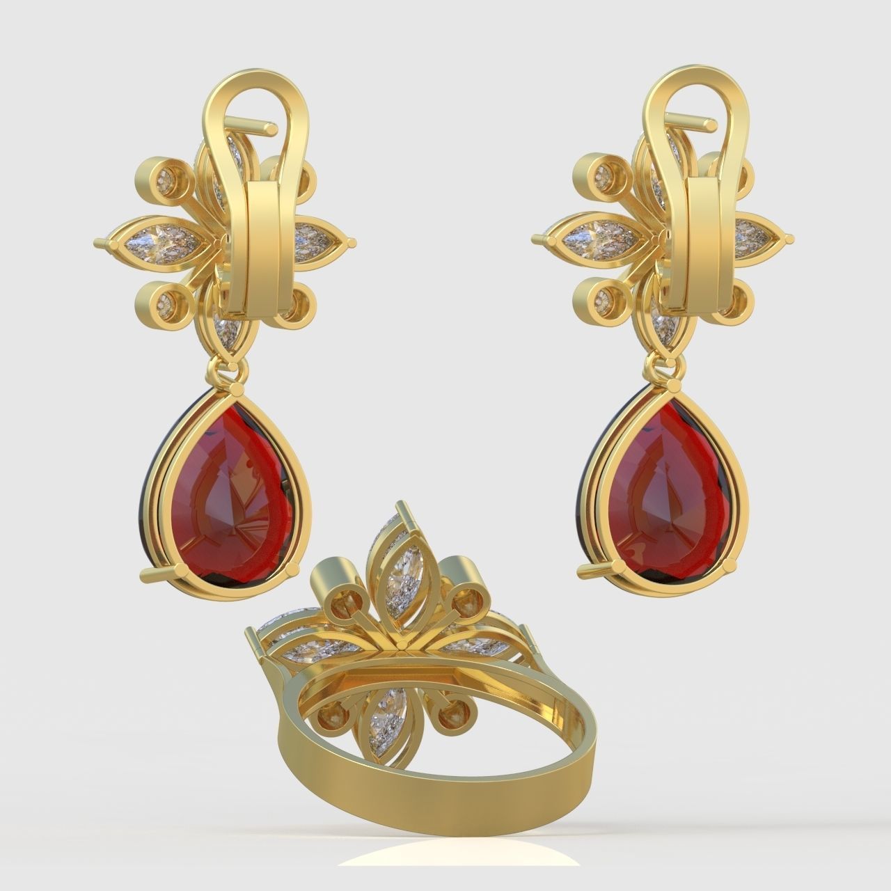 Ring and Pendant Set 3D printable model 0099 3D Model Collection_5