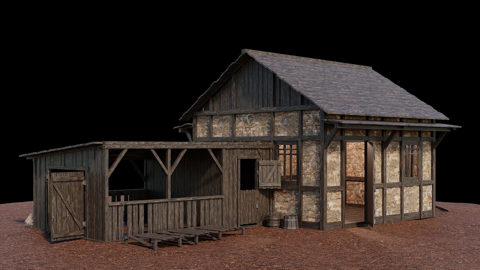 Medieval Village Asset 09 - 4K Textures Game Ready Low-poly 3D model_1