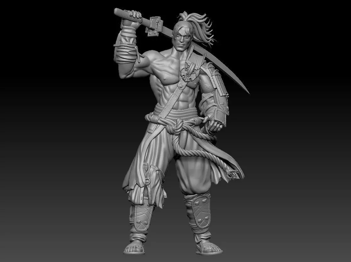 Japanese samurai three-dimensional model cartoon characters 3D print model_0