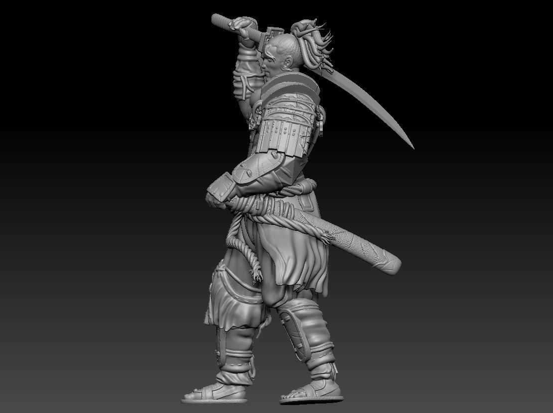 Japanese samurai three-dimensional model cartoon characters 3D print model_2