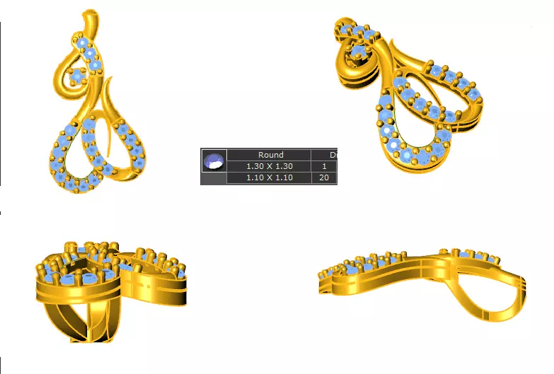 gold diamond pendant Free 3D print model