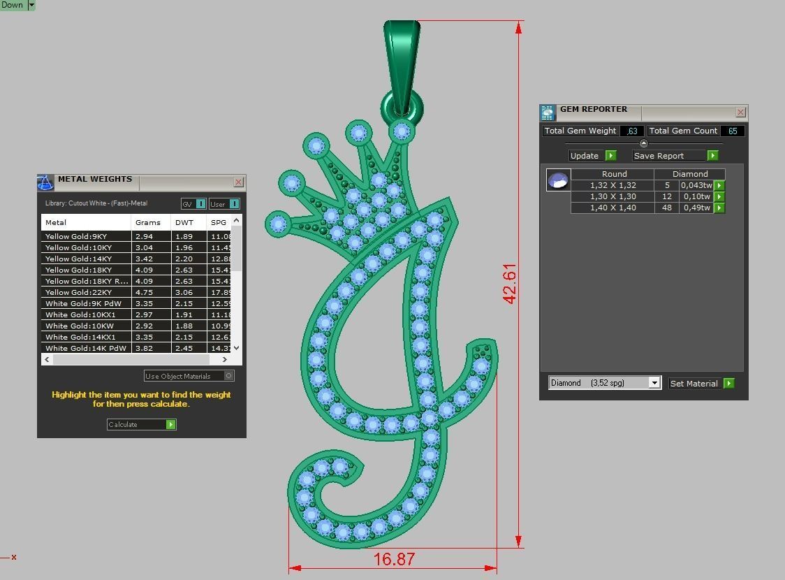G Letter Pendant model 3D 0204 printable model 3D print model_11
