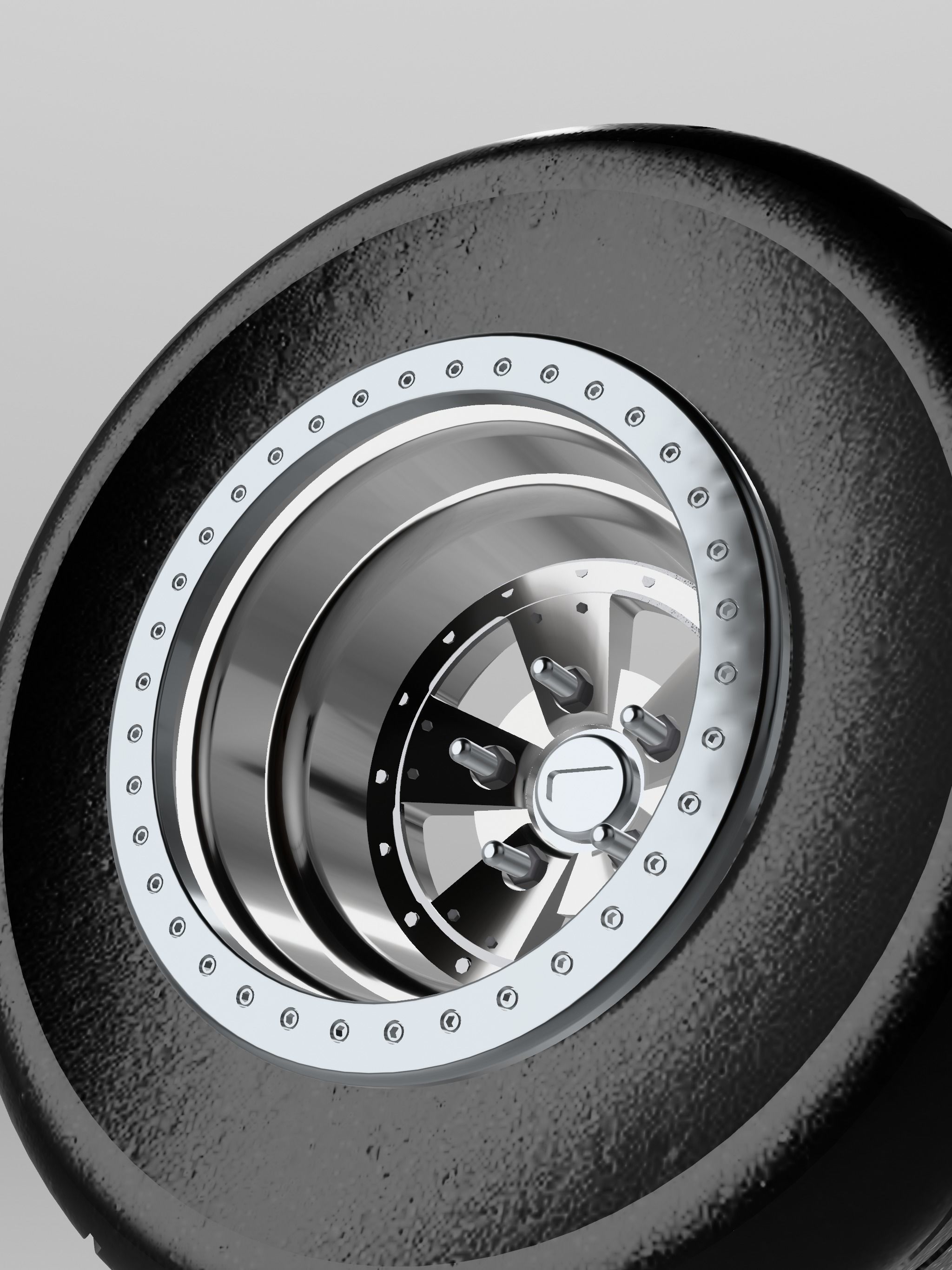 Drag Wheel COMBO Rear American Racing Pro Series 15inch Radial 3D print model_9