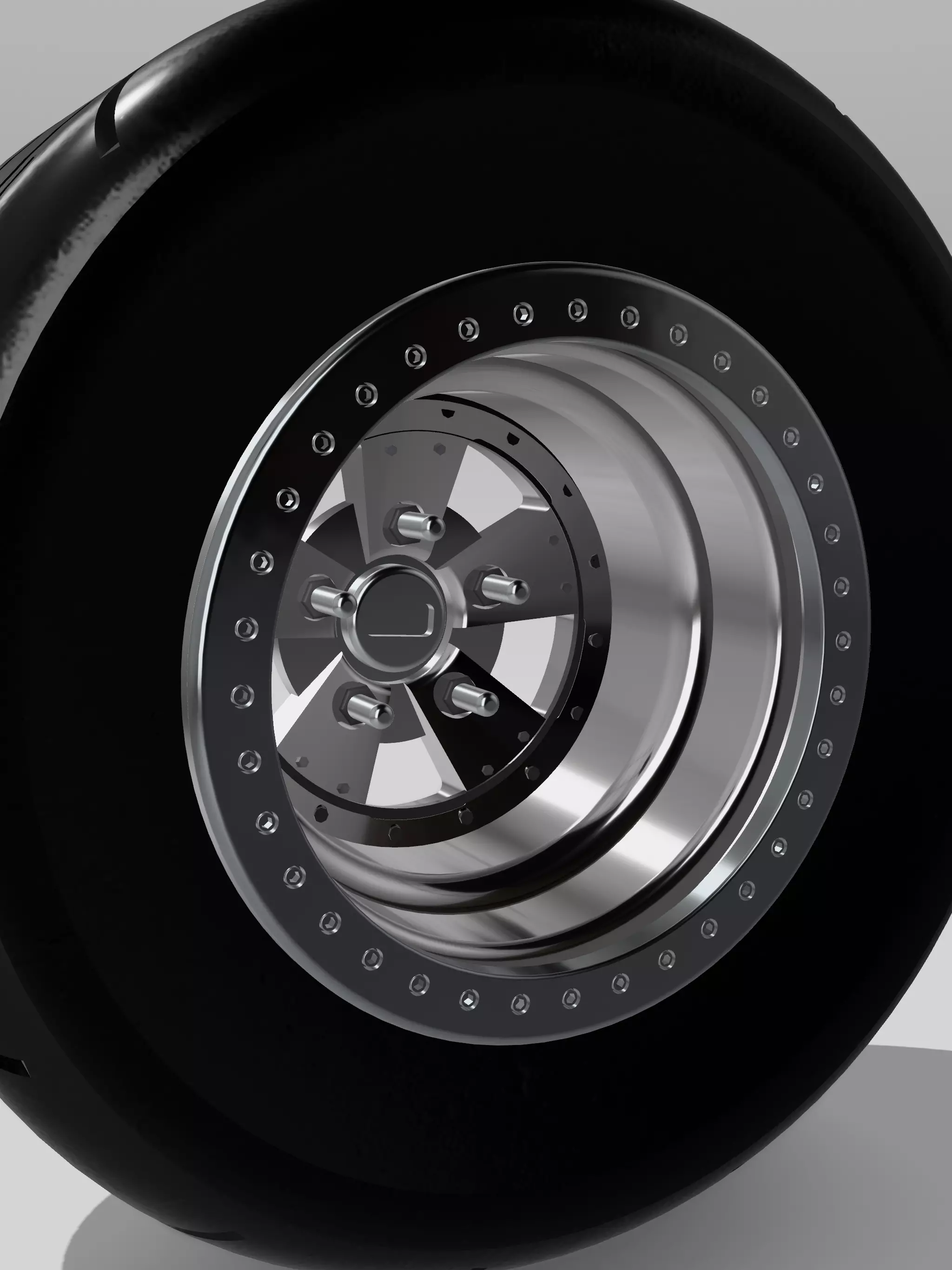 Drag Wheel COMBO Rear American Racing Pro Series 15inch Radial 3D print model_0