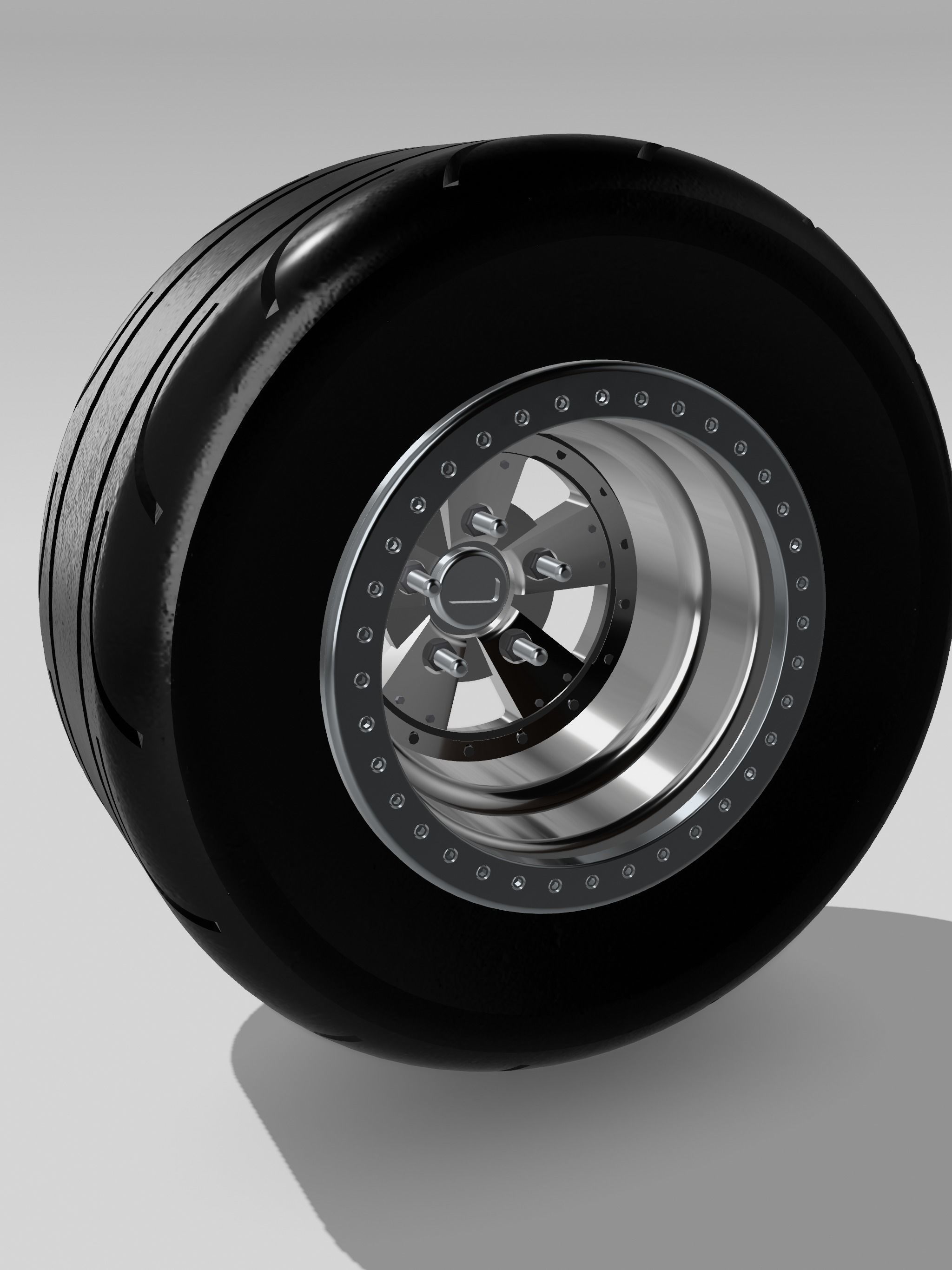 Drag Wheel COMBO Rear American Racing Pro Series 15inch Radial 3D print model_4