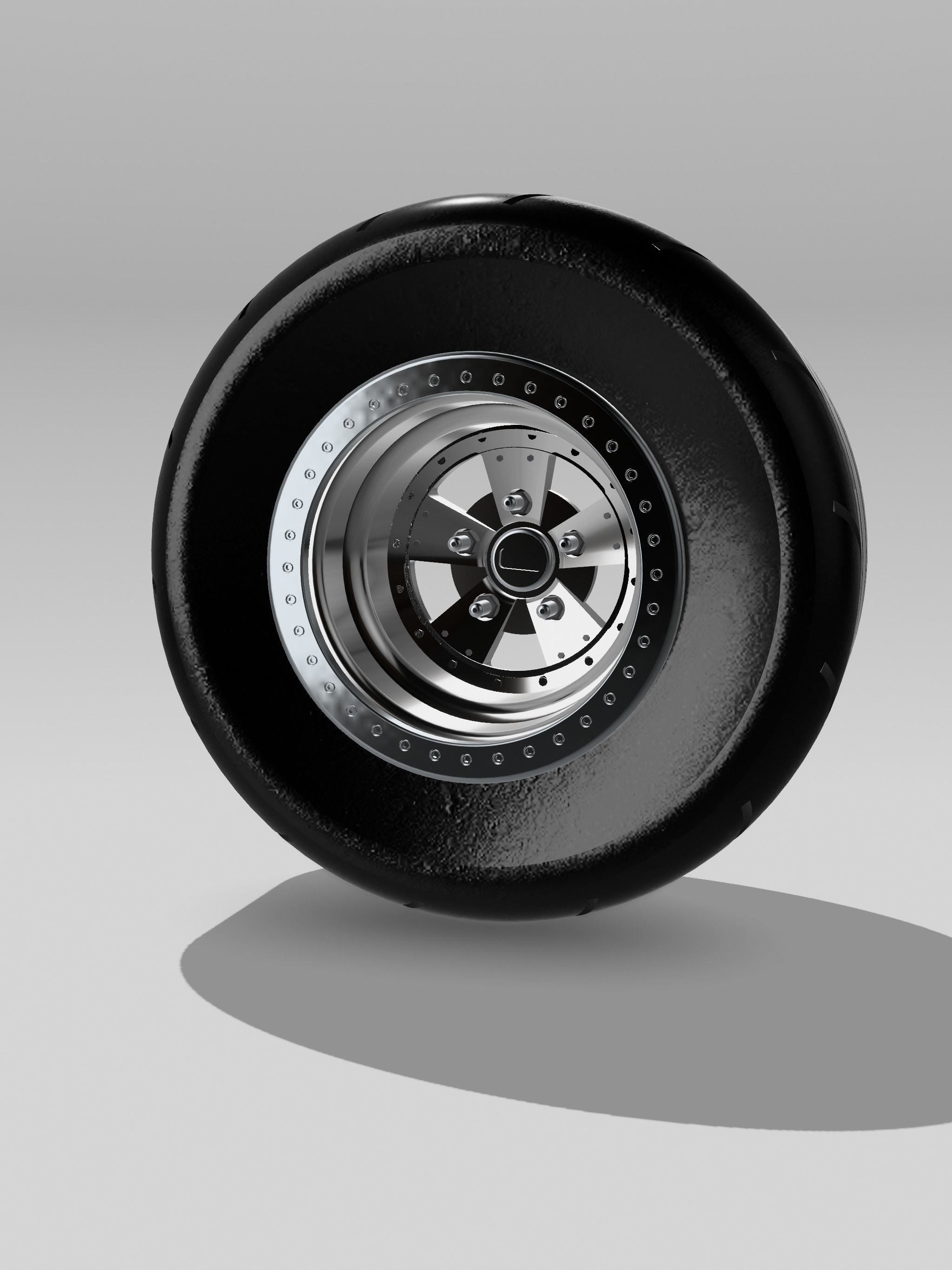 Drag Wheel COMBO Rear American Racing Pro Series 15inch Radial 3D print model_3