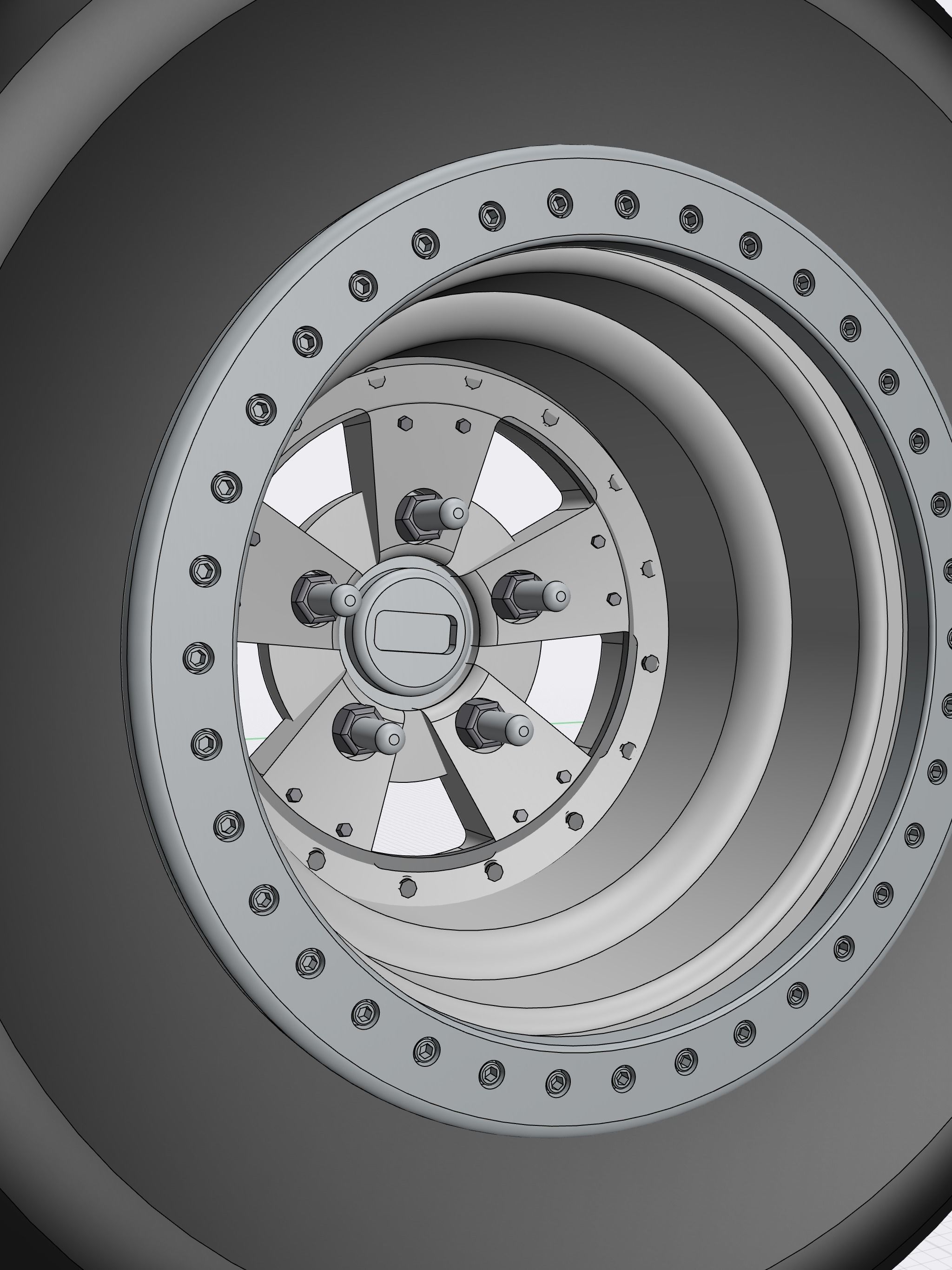 Drag Wheel COMBO Rear American Racing Pro Series 15inch Radial 3D print model_2