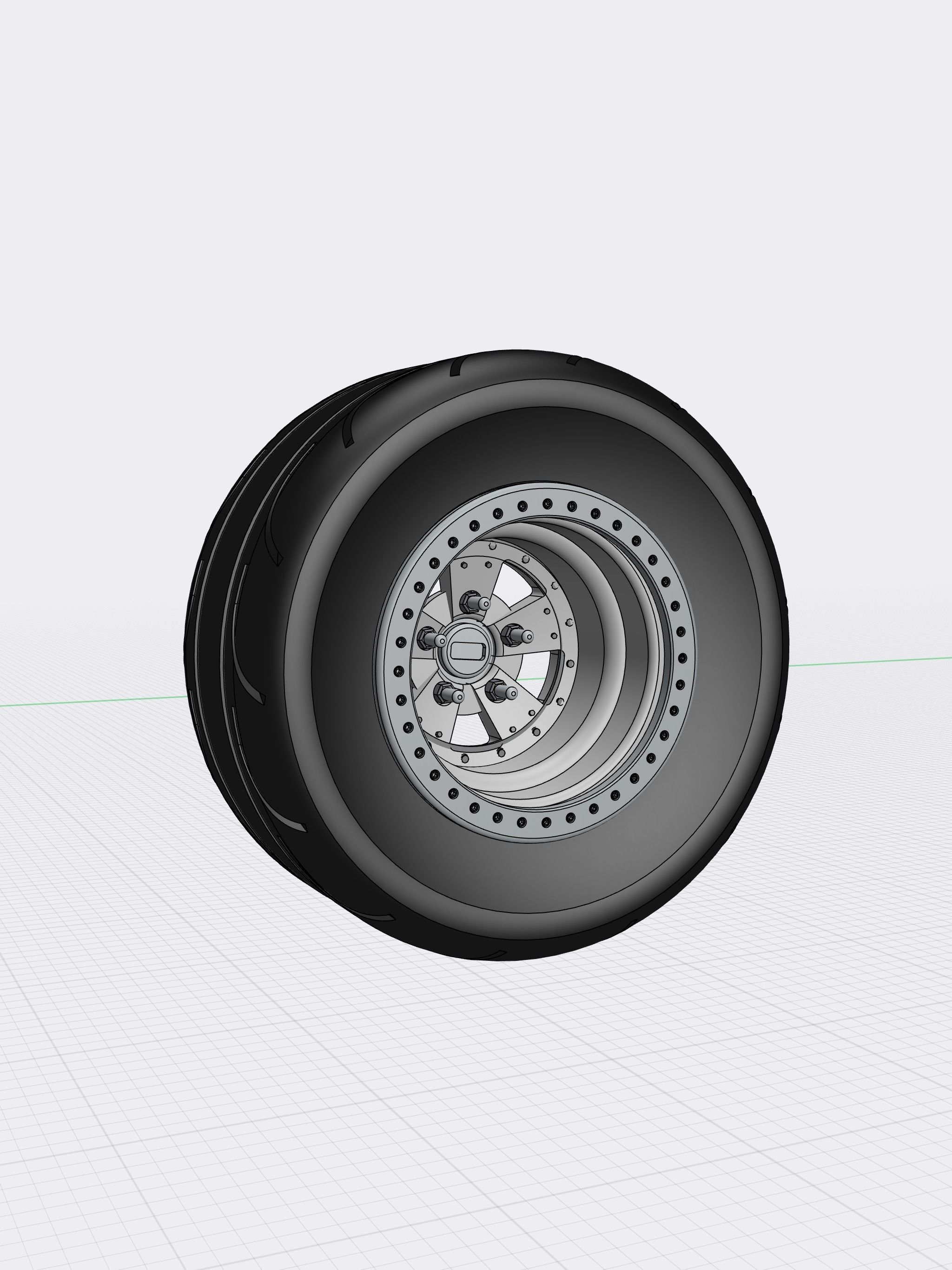 Drag Wheel COMBO Rear American Racing Pro Series 15inch Radial 3D print model_1