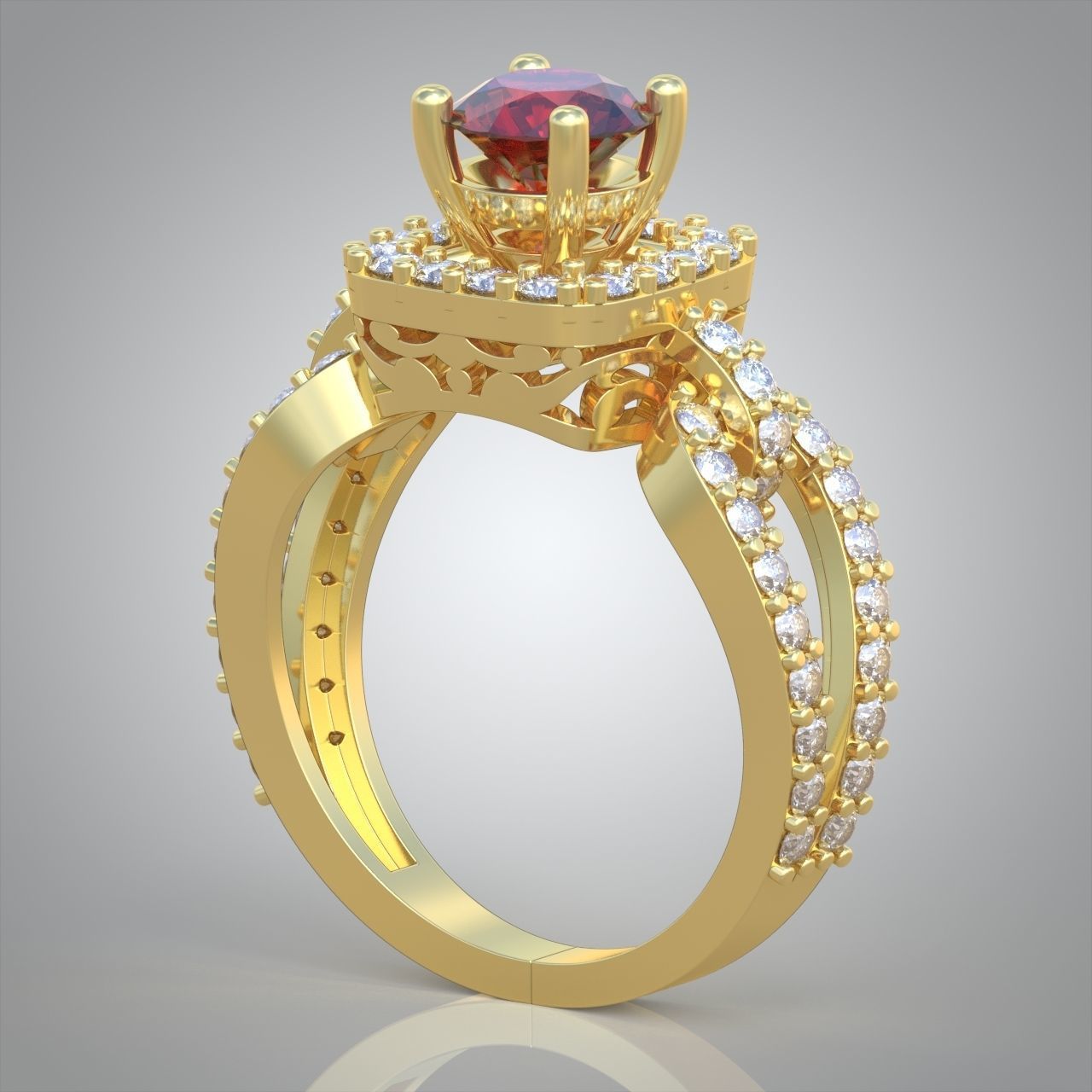 Diamond ring 0390 3D printable model 10 3D print model_5