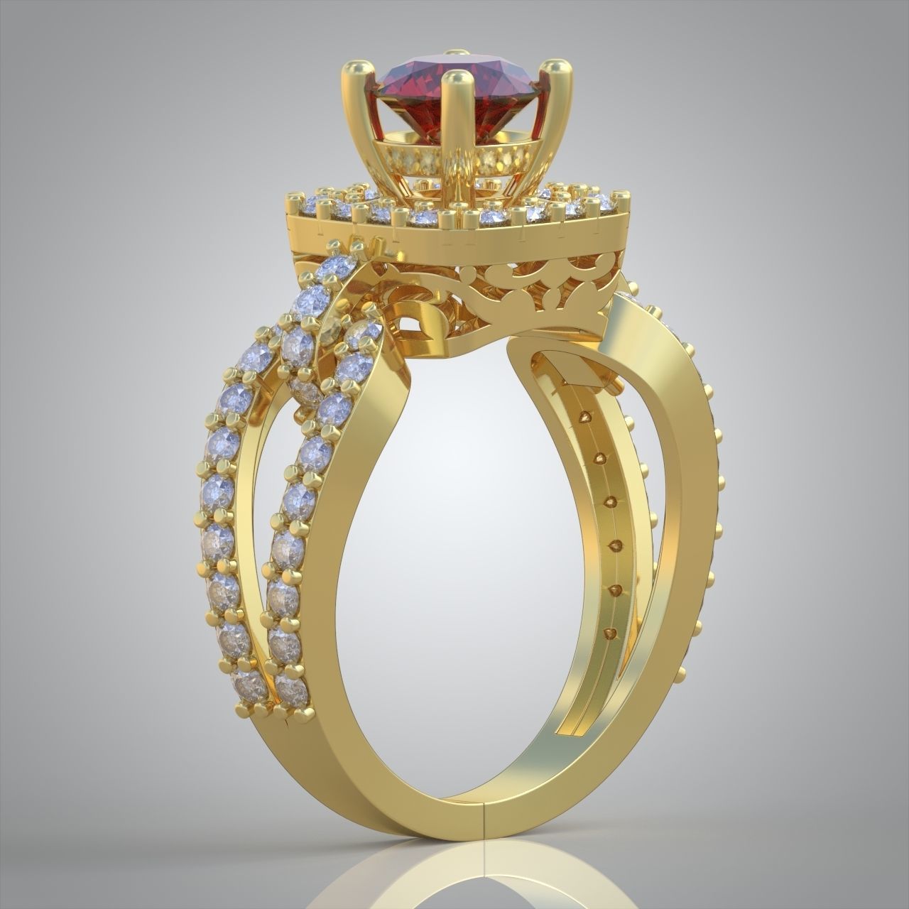 Diamond ring 0390 3D printable model 10 3D print model_6
