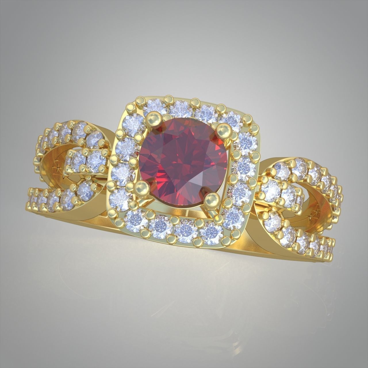 Diamond ring 0390 3D printable model 10 3D print model_2