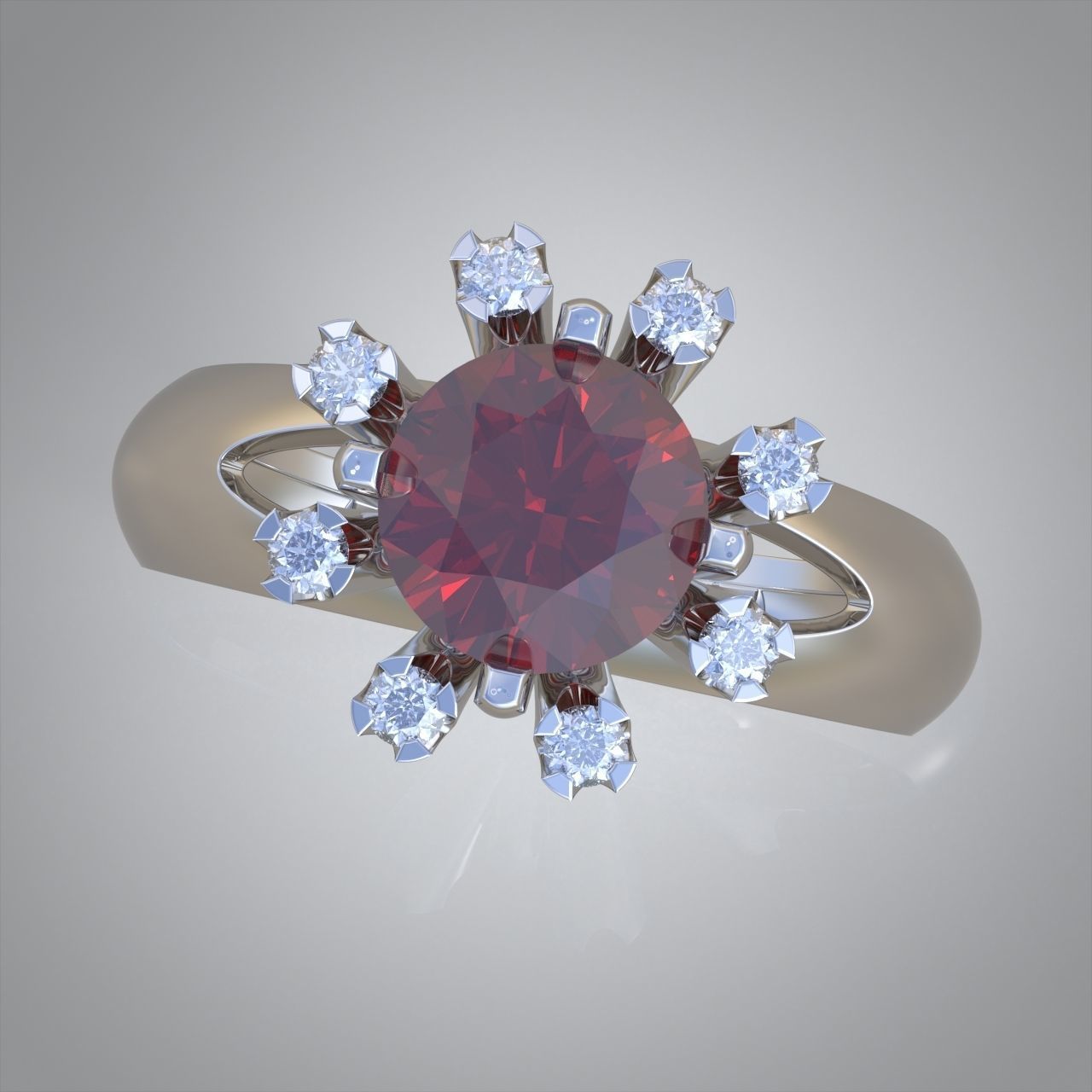 Diamond ring 0393 3D printable model10 3D print model_3