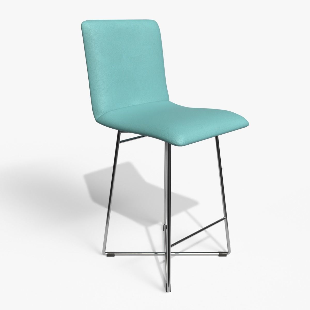 Bar Stool Blue Low-poly 3D model_4