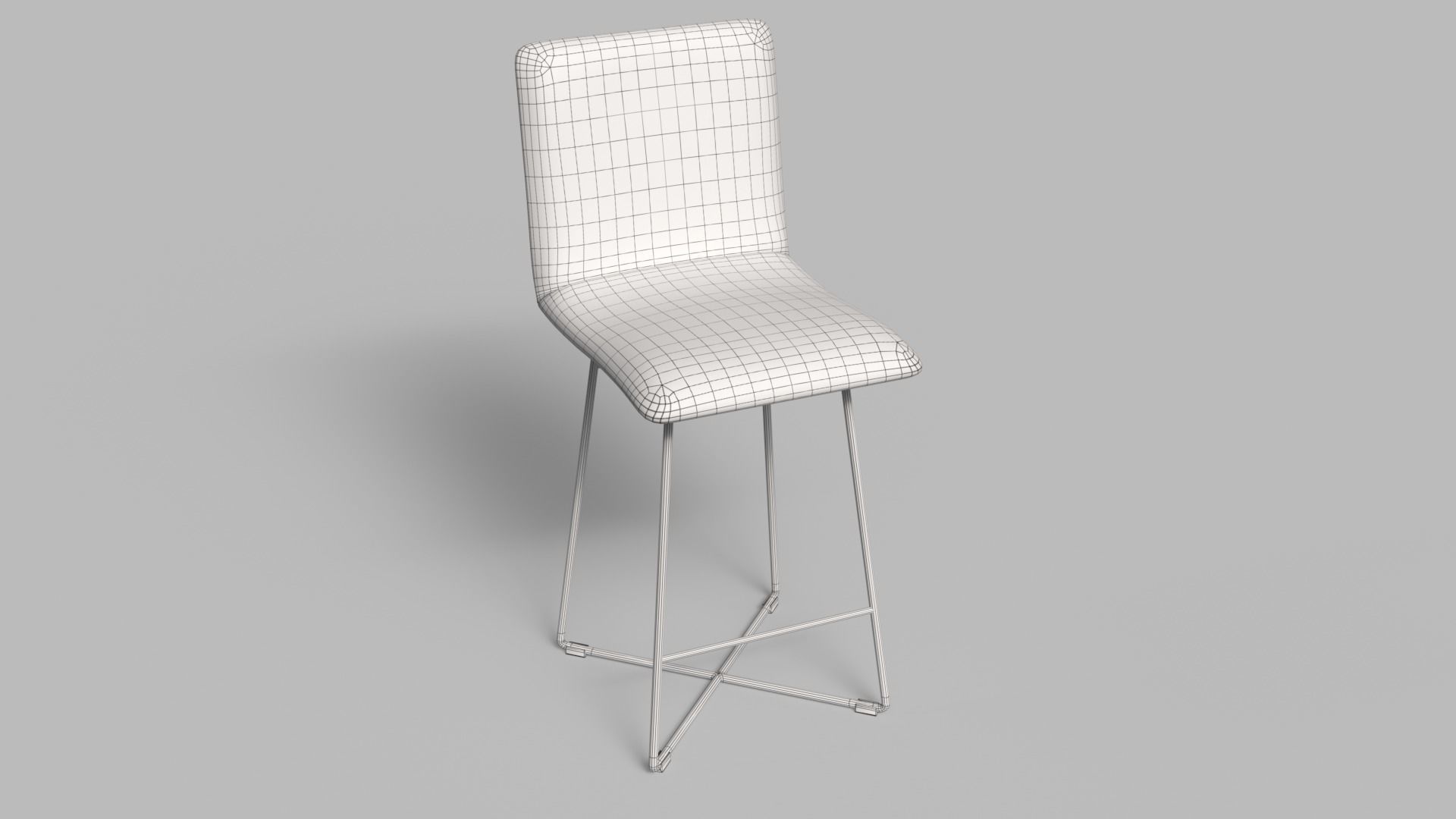 Bar Stool Blue Low-poly 3D model_6