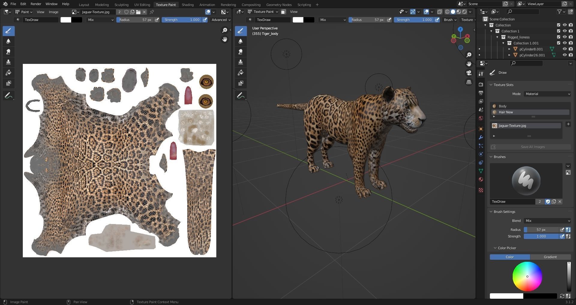Fur Jaguar V02 Panther Rigged in Blender Low-poly 3D model_15