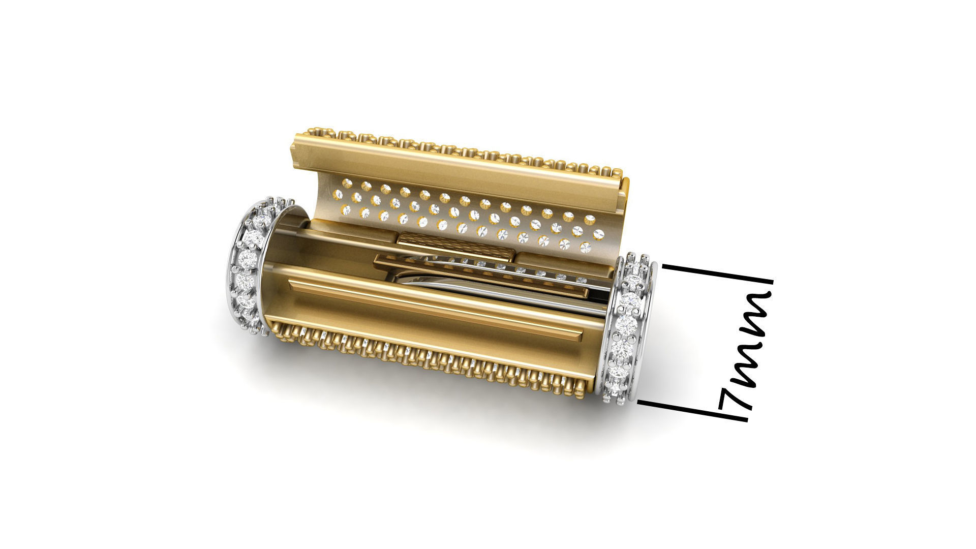 7mm Round Flip Diamond Lock Box for Chain and Necklace 3D print model_3