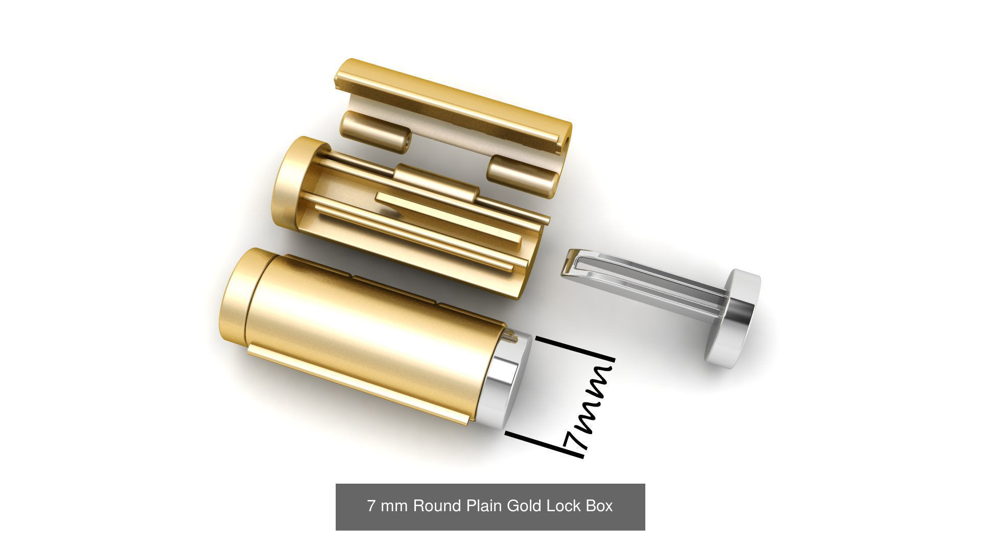 7 mm Round Bracelet Lock Box Combo of Plain and Diamond 3D Model Collection_2