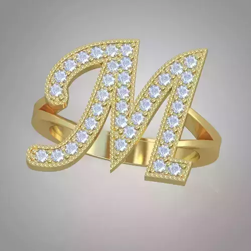 M Letter Diamond ring 0403 3D printable model