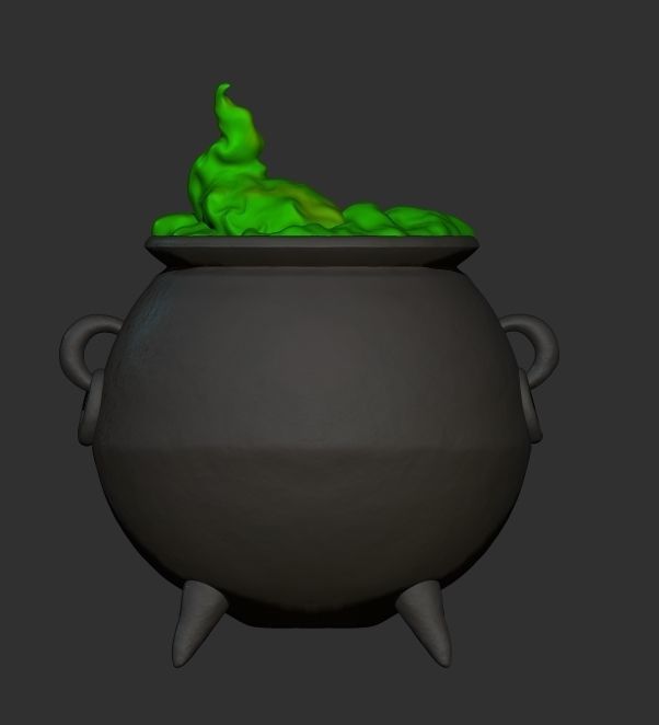 cauldroun witch miniature 3D print model_2
