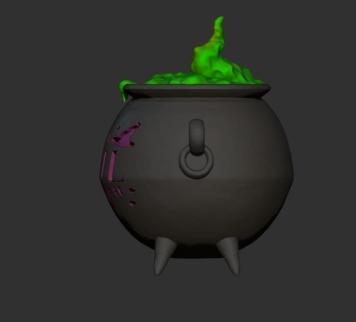 cauldroun witch miniature 3D print model_1