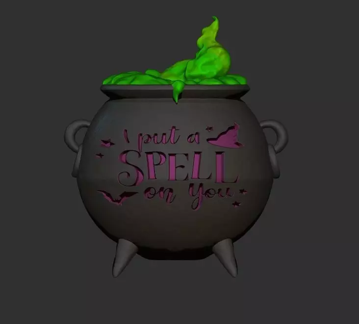 cauldroun witch miniature 3D print model_0