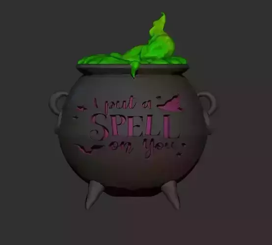 cauldroun witch miniature 3D print model