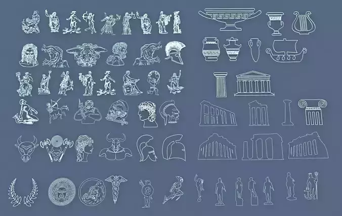 Mythological Greek symbols 3D model