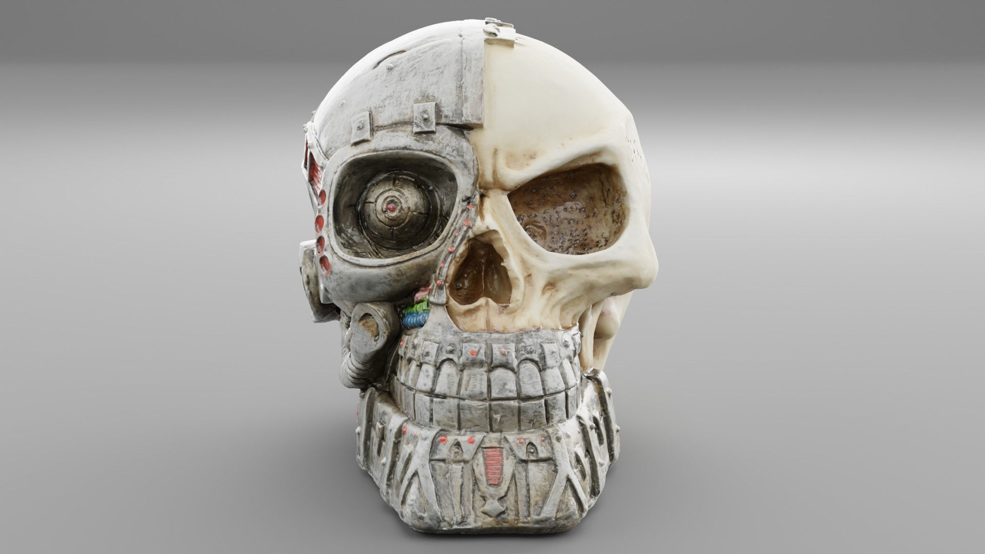 Techno skull high-poly 3D model_2
