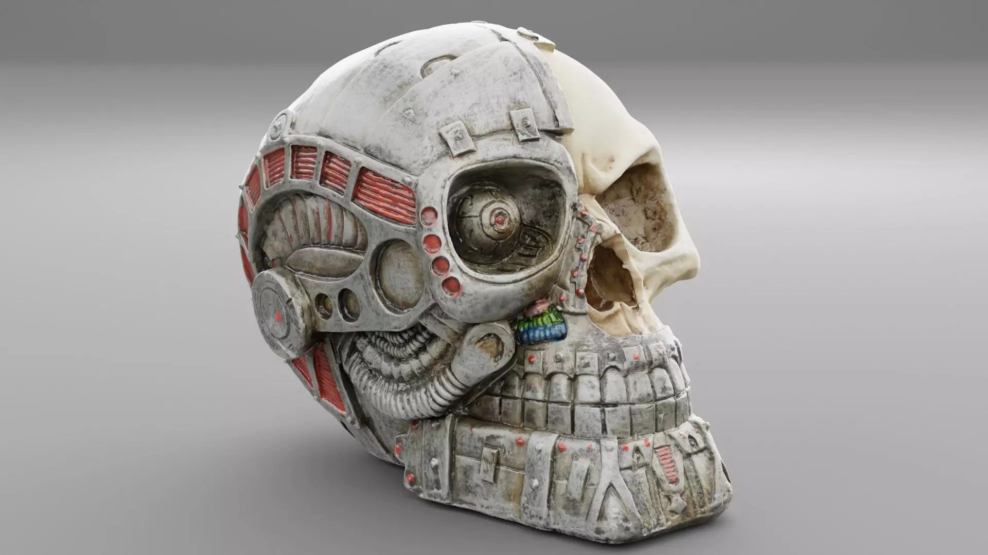 Techno skull high-poly 3D model_0